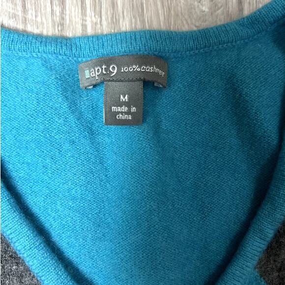 Apt 9 100% Cashmere Blue Argyle Sweater Women’s Medium Soft Luxe Knit - Picture 4 of 9